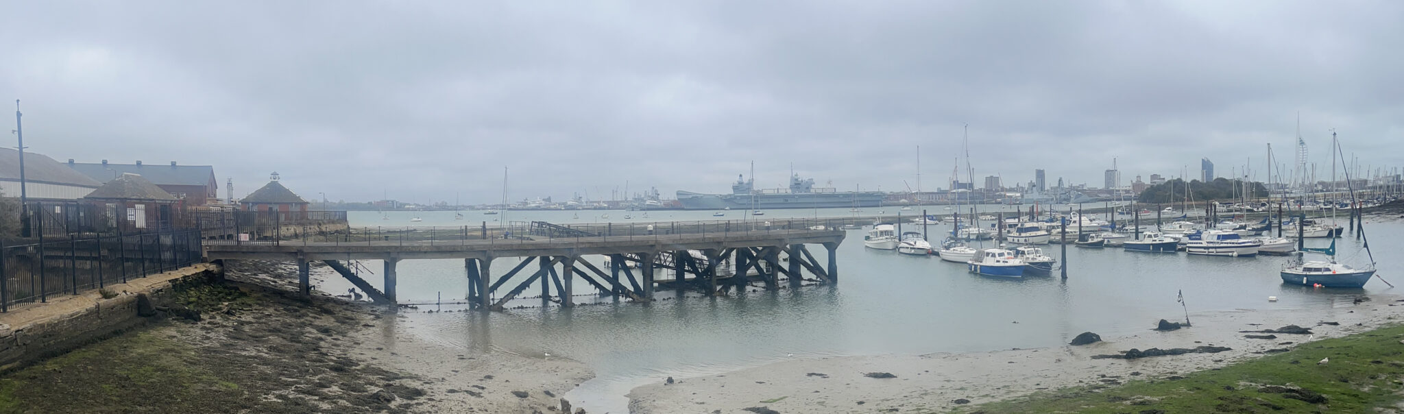 Causeway from Priddys Hard (left) to Burrow Island on the right.